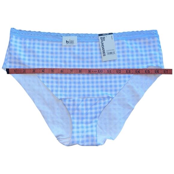 Hipster Lace Trim Panty Blue Gingham Plaid XXXL - Picture 5 of 16